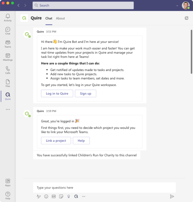 Quire + Microsoft Teams