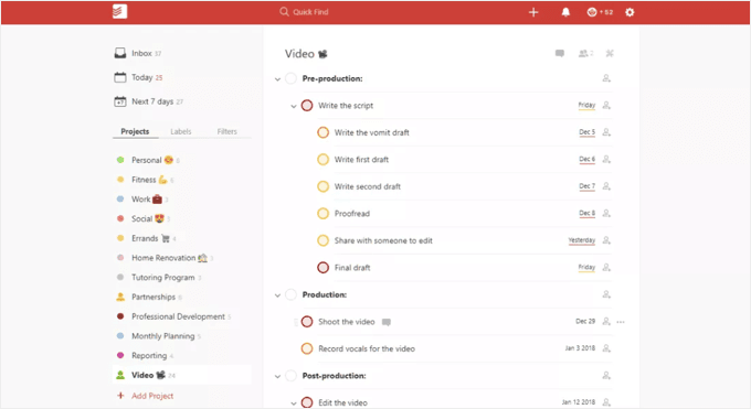 recurring tasks todoist