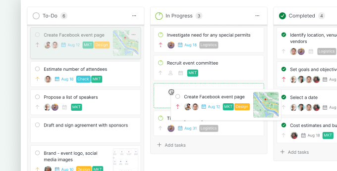 Kanban moving card