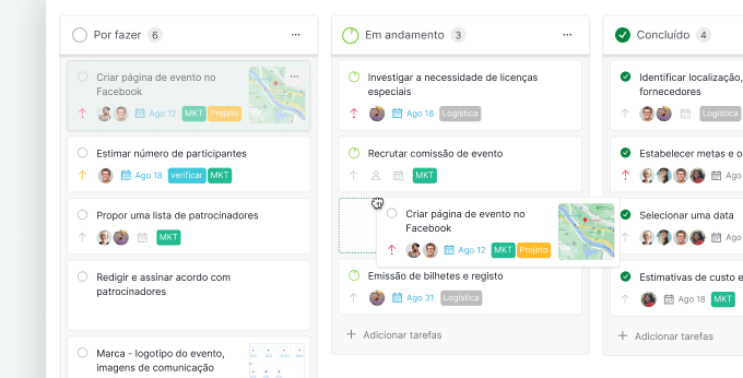 Kanban moving card